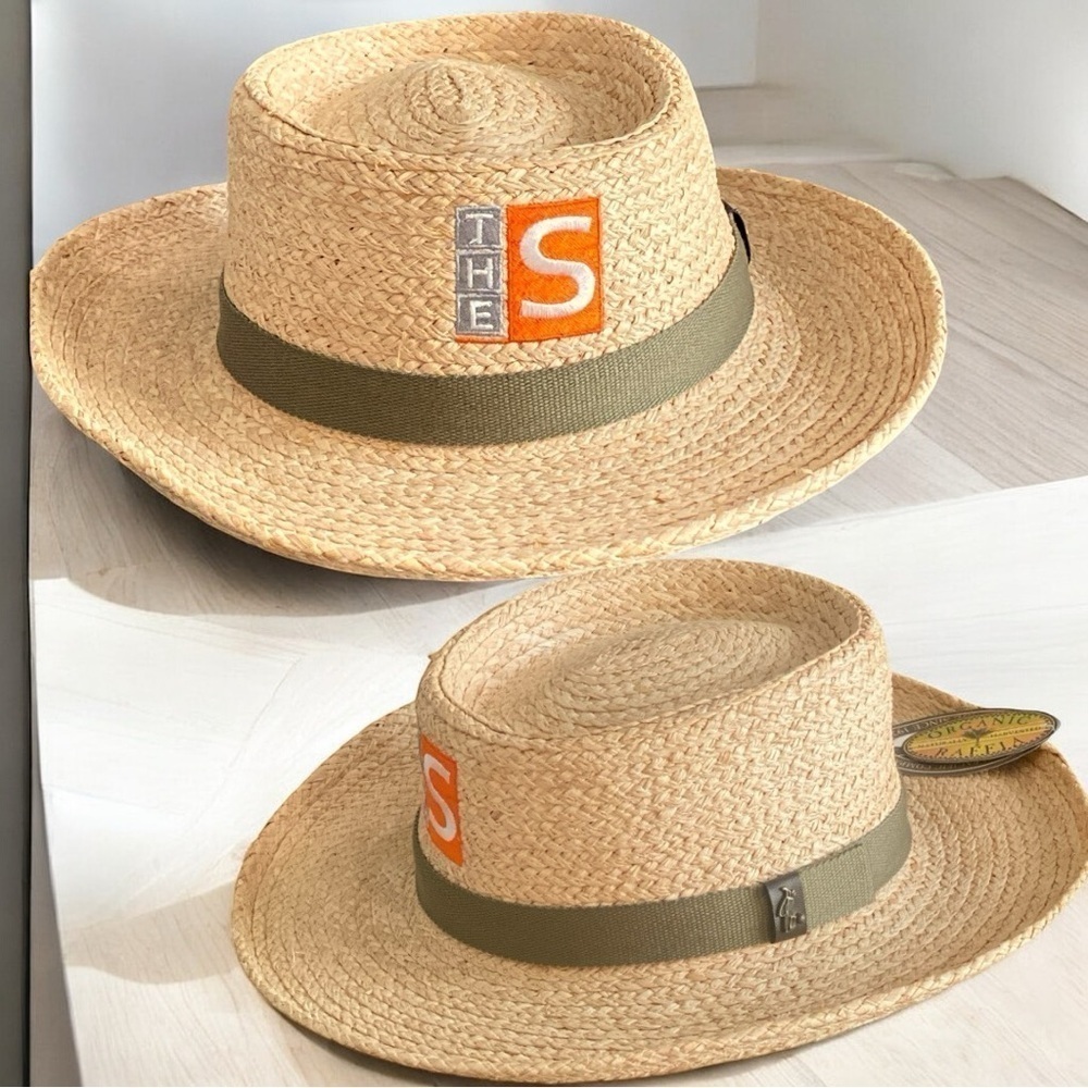 SCALA Straw Raffia Gamblers Hat 100%  Neutral Color Size L/XL NEW Golf Sun Ready